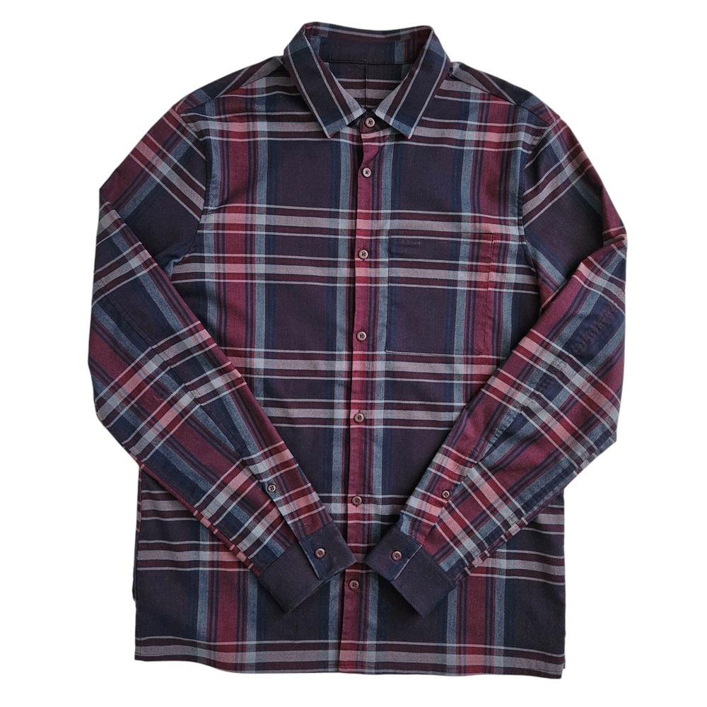 Lululemon Masons Peak Mens Medium Plaid Button Up Flannel Shirt Long Sleeve